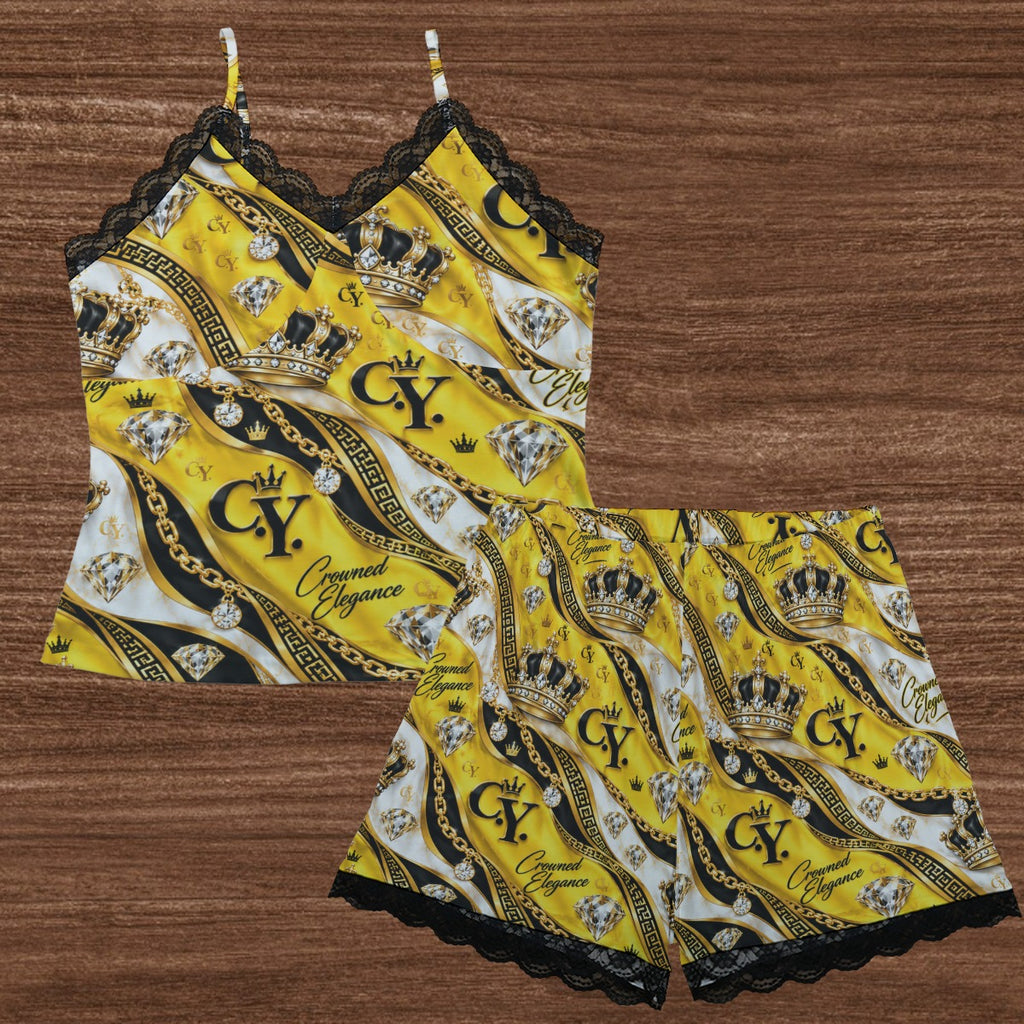 C.Y. Golden Empress – Women's Lace-Trim Cami & Shorts Lounge Set