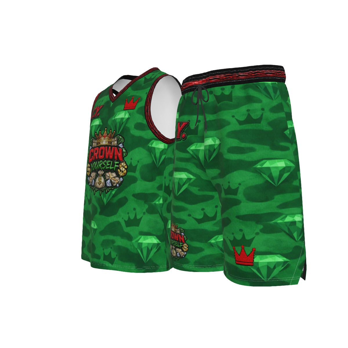 C.Y. Emerald Reign Men's V Neck Basketball Suit
