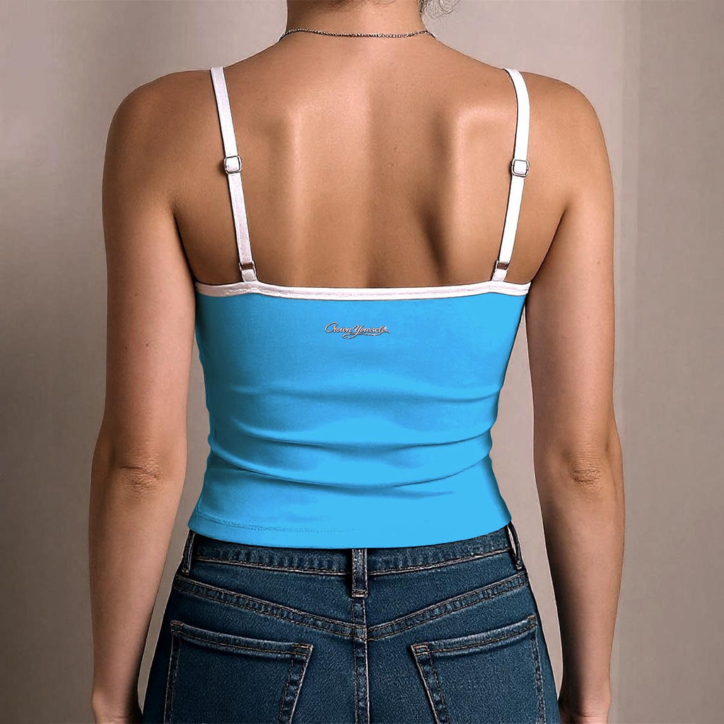 UPSTYLE Crown Cami Top – Baby Blue/White