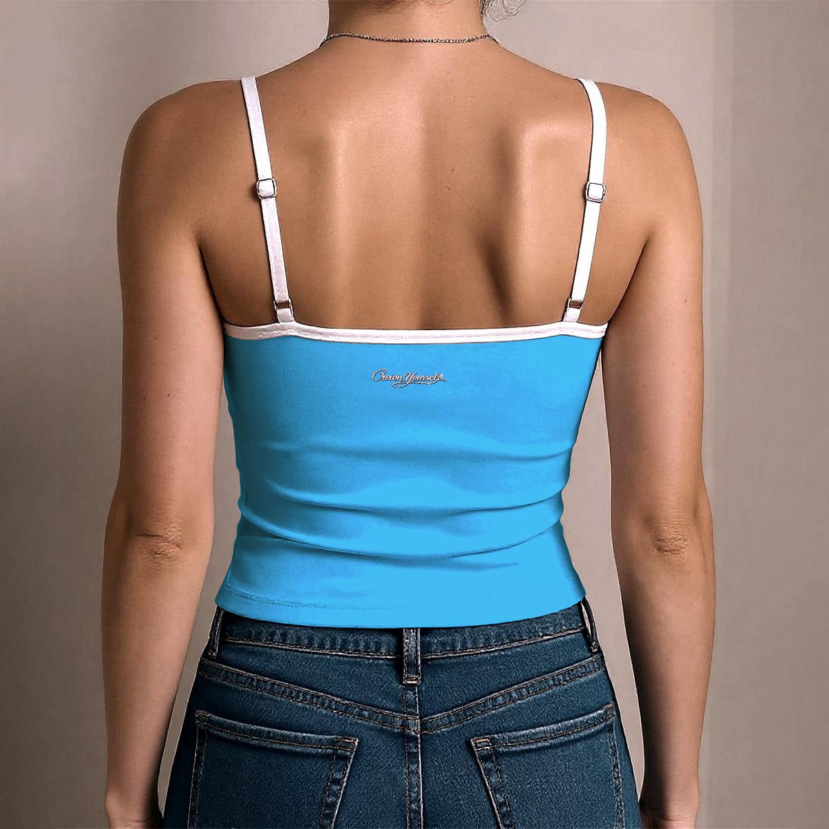 UPSTYLE Crown Cami Top – Baby Blue/White