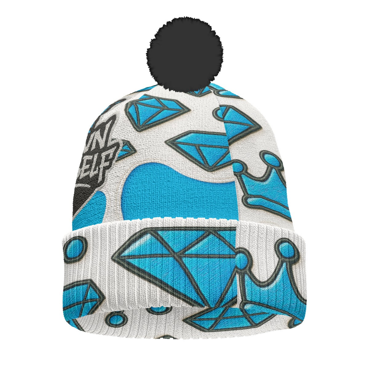 Couronnez-vous d'un bonnet tricoté bleu layette avec pompon
