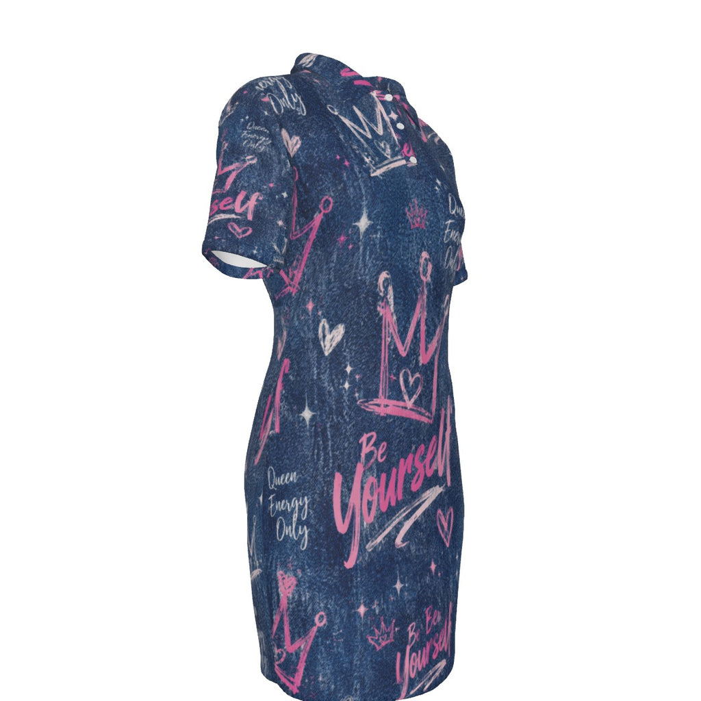 Midnight Queen Women's Polo Collar Dress