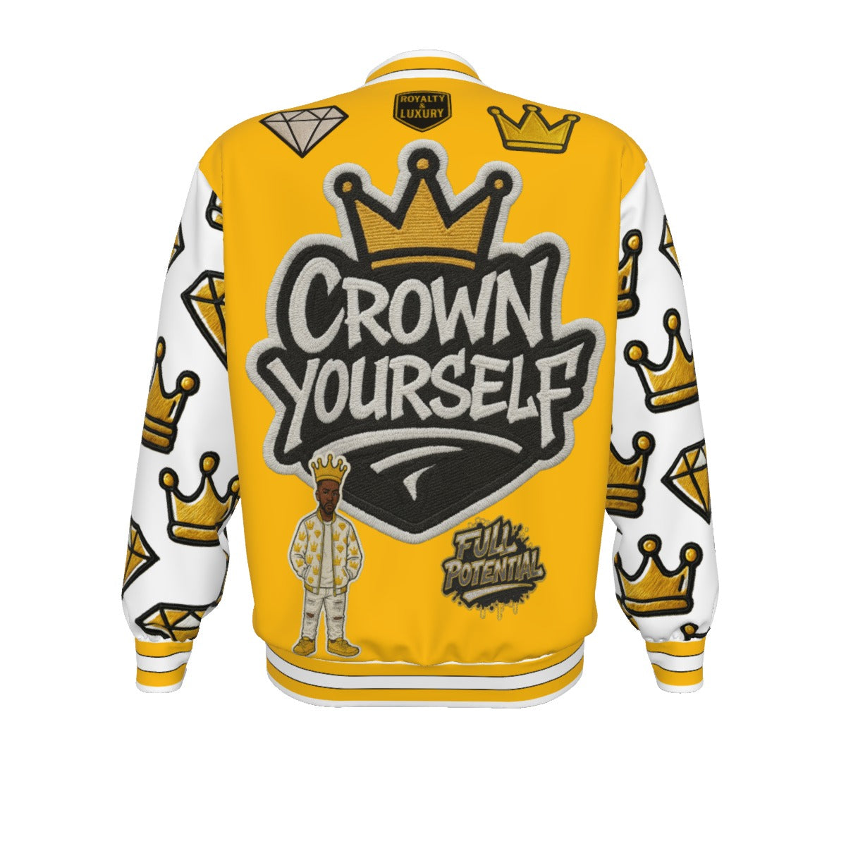 Crown yourself yellow and white Bomber Jacket