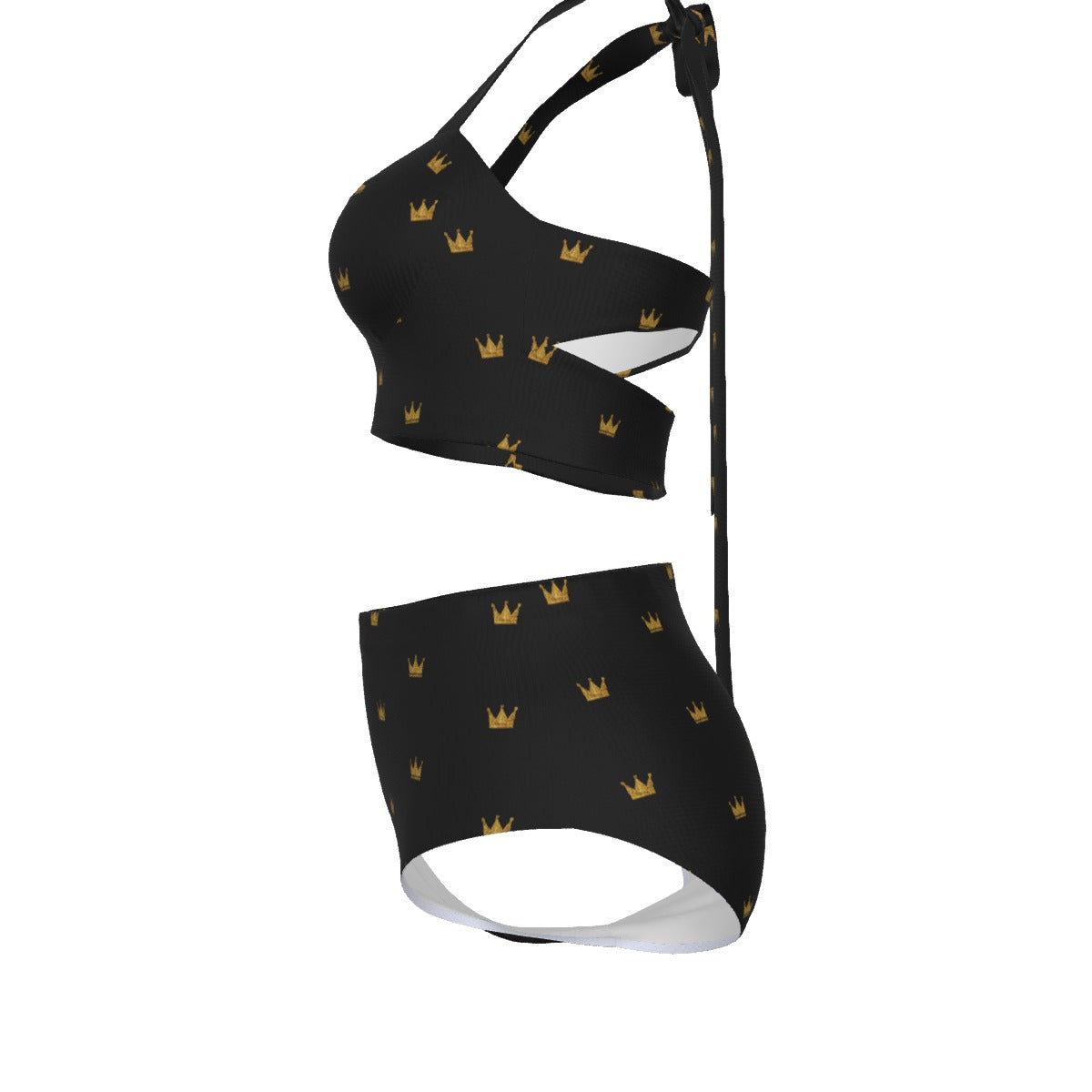 Black/Gold Queen Crown Bikini Set