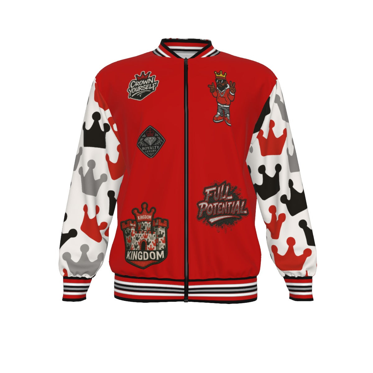 Crown Yourself red blk white Unisex Bomber Jacket