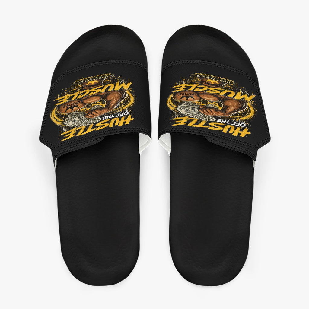 Black Grind — Hustle Off the Muscle Men's Velcro Slippers