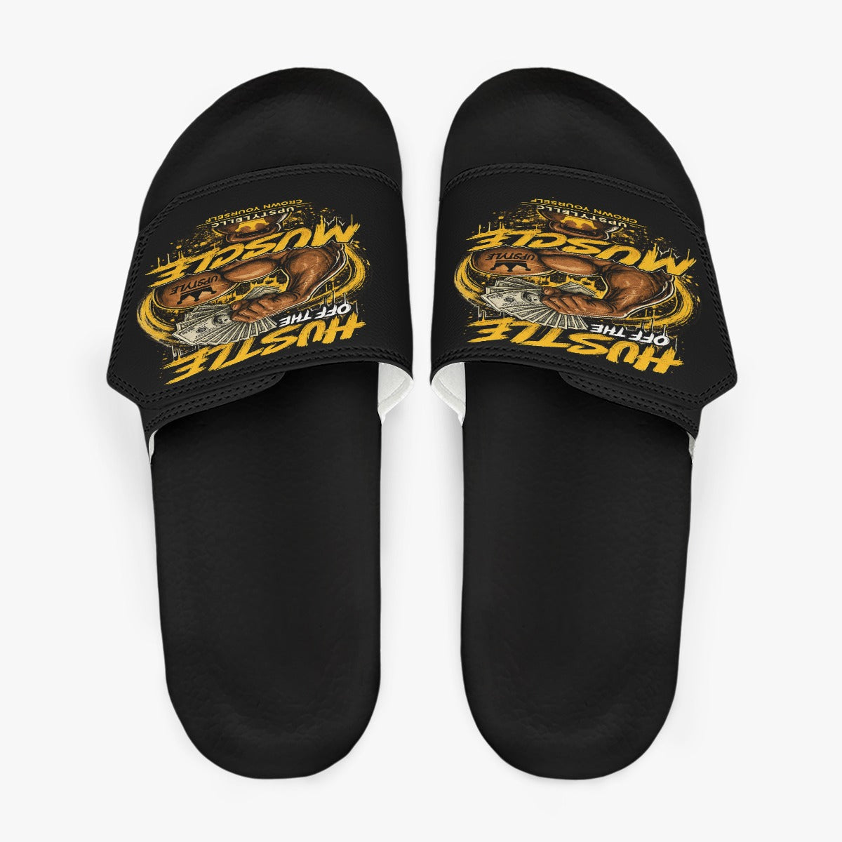 Black Grind — Hustle Off the Muscle Men's Velcro Slippers