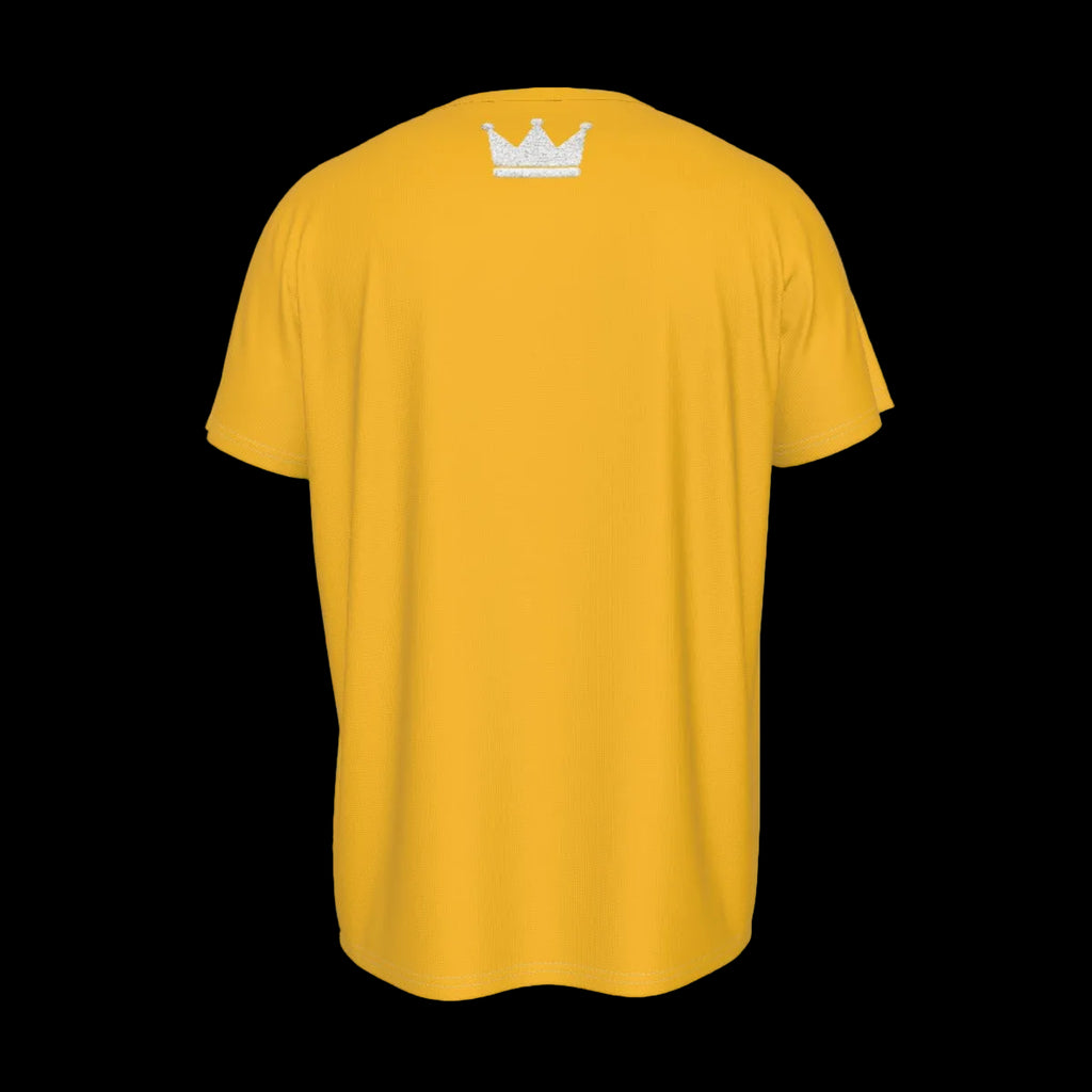 Crown Yourself Yellow and White Men's Round Neck Short Sleeve T-Shirt