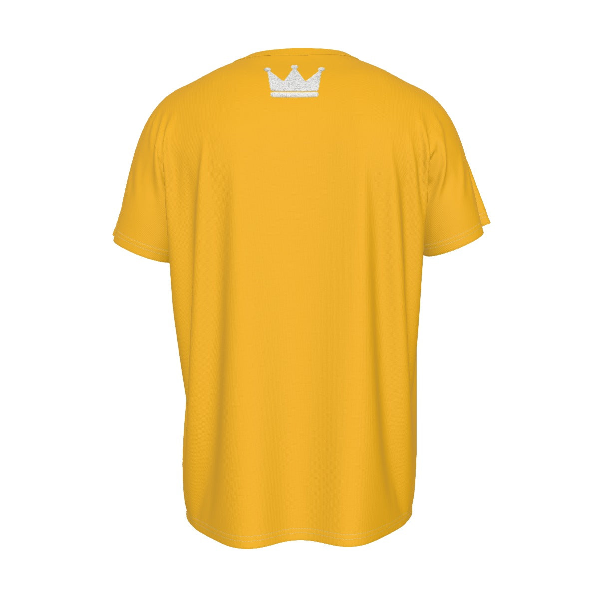 Crown Yellow and White Men's Round Neck Short Sleeve T-Shirt