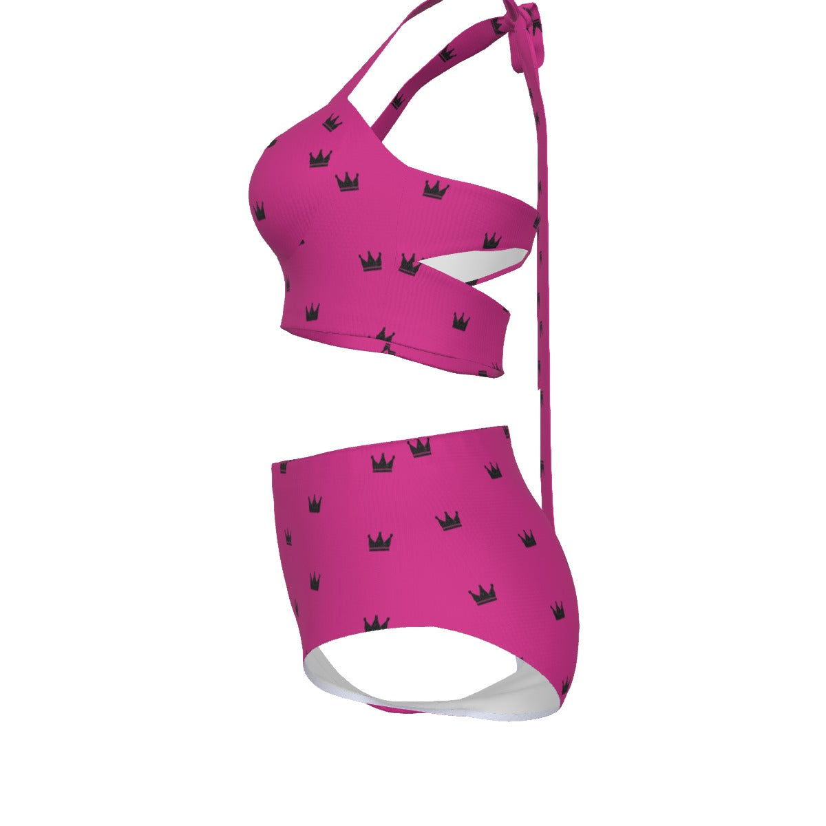 Hot Pink/Black Queen Crown Bikini Set